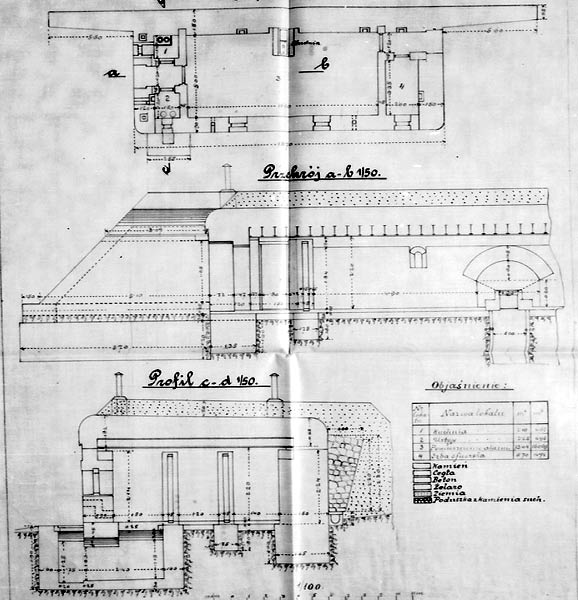 Plan budynku koszarowo - schronowego.